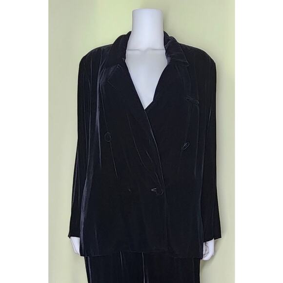 Tahari Button Up Shirt  Size 8 Black Velvet Top Night Out Classic Luxe - Picture 1 of 7
